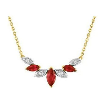 Collier or jaune, or blanc, rubis et diamants